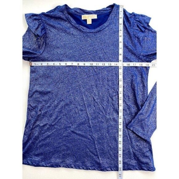 ‎Michael Kors Blouse Top Large Blue Silver Sparkle - Picture 3 of 5